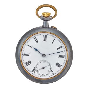 Swiss gunmetal keyless lever watch with calendar Circa 1900