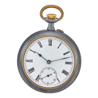 Swiss gunmetal keyless lever watch with calendar Circa 1900