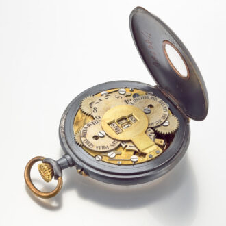 Swiss gunmetal keyless lever watch with calendar Circa 1900