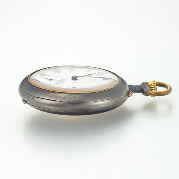 Swiss gunmetal keyless lever watch with calendar Circa 1900 Swiss gunmetal keyless lever watch with calendar Circa 1900