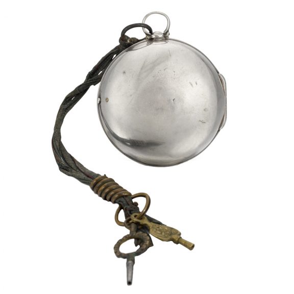 English silver key wind pair cased verge clock watch Circa 1704 English silver key wind pair cased verge clock watch Circa 1704