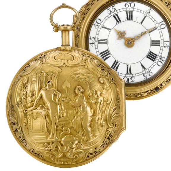 English quarter repeating repoussé clock watch Circa 1750