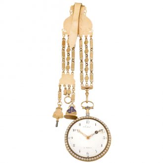 French decorative gold verge watch with chatelaine Circa 1790