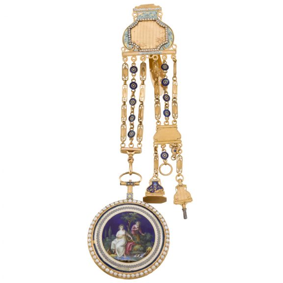 French decorative gold verge watch with chatelaine Circa 1790 French decorative gold verge watch with chatelaine Circa 1790