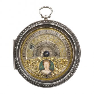 English pair cased wandering hour verge with portrait Circa 1710