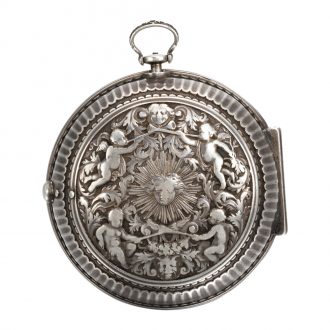English pair cased wandering hour verge with portrait Circa 1710
