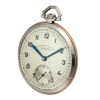 German open faced keyless lever watch with two tone dial Circa 1940