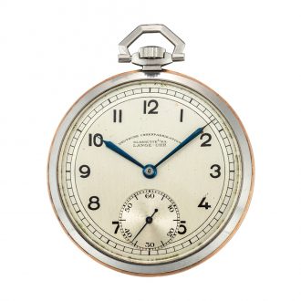 German open faced keyless lever watch with two tone dial Circa 1940