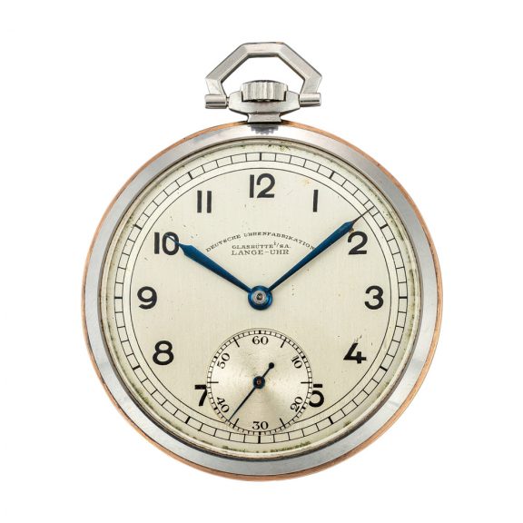 German open faced keyless lever watch with two tone dial Circa 1940