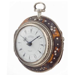 An English tortoiseshell silver verge pocket watch Circa 1853