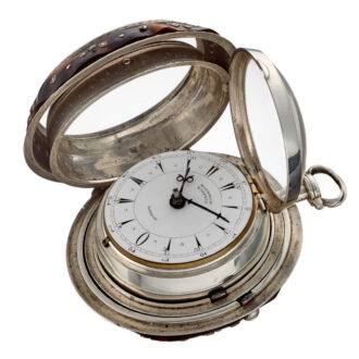 An English tortoiseshell silver verge pocket watch Circa 1853