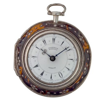 An English tortoiseshell silver verge pocket watch Circa 1853