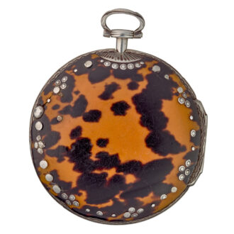 An English tortoiseshell silver verge pocket watch Circa 1853