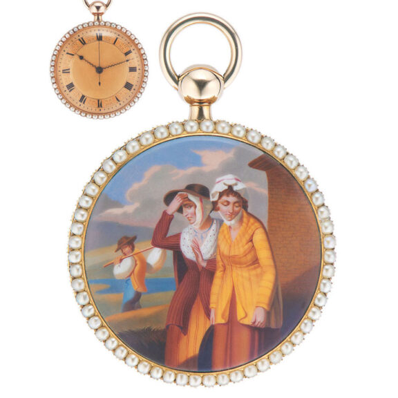 Fine painted on enamel quarter repeating pocket watch Circa 1830 Fine painted on enamel quarter repeating pocket watch Circa 1830
