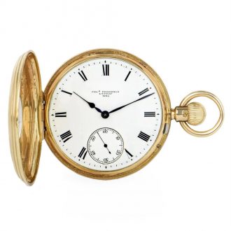 English Gold Keyless Fusee Lever Pocket Watch Circa 1905