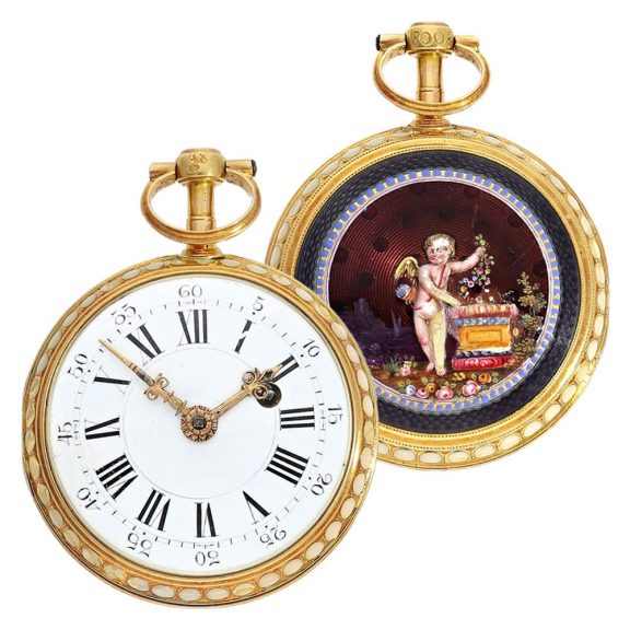 French gold watch with special enamelling technique Circa 1780 French gold watch with special enamelling technique Circa 1780