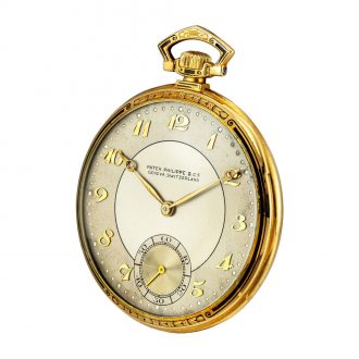 Swiss gold and enamel Art Deco watch with two tone dial Circa 1928