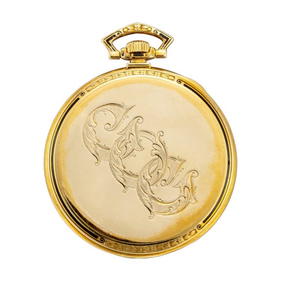 Swiss gold and enamel Art Deco watch with two tone dial Circa 1928 Swiss gold and enamel Art Deco watch with two tone dial Circa 1928
