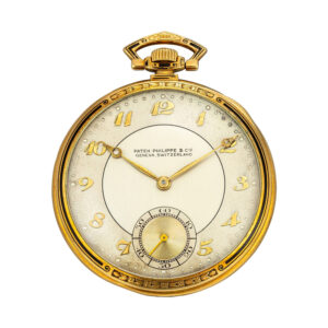 Swiss gold and enamel Art Deco watch with two tone dial Circa 1928