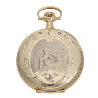 American gold Art Nouveau full hunter pocket watch Circa 1900