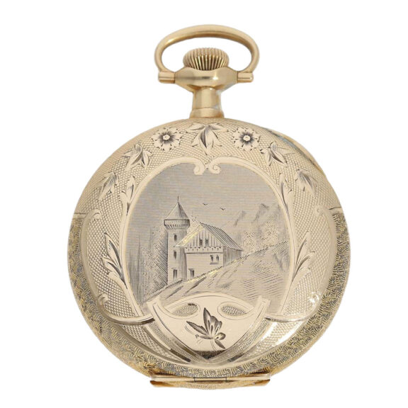 American gold Art Nouveau full hunter pocket watch Circa 1900 American gold Art Nouveau full hunter pocket watch Circa 1900