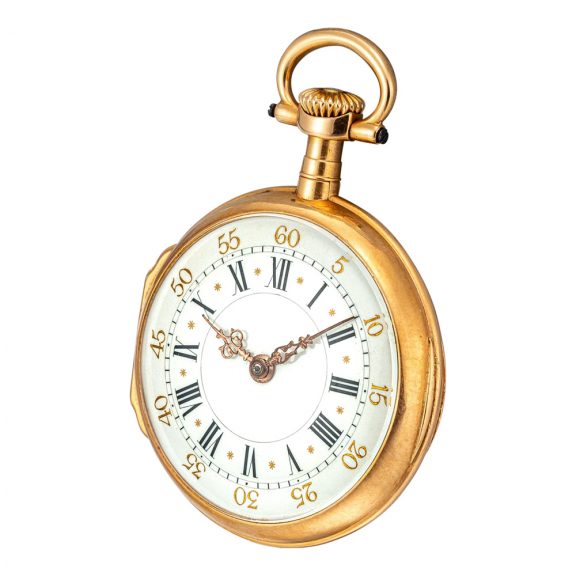 Fine Swiss 18 carat gold open faced keyless lever watch Circa 1882 Fine Swiss 18 carat gold open faced keyless lever watch Circa 1882