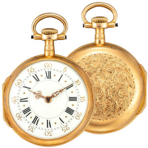 Fine Swiss 18 carat gold open faced keyless lever watch Circa 1882