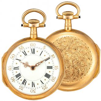 Fine Swiss 18 carat gold open faced keyless lever watch Circa 1882
