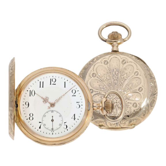Swiss pink gold Art Nouveau full hunting watch Circa 1900