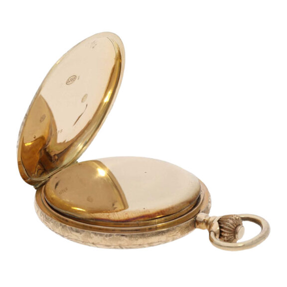Swiss pink gold Art Nouveau full hunting watch Circa 1900 Swiss pink gold Art Nouveau full hunting watch Circa 1900