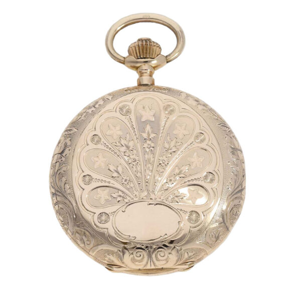 Swiss pink gold Art Nouveau full hunting watch Circa 1900 Swiss pink gold Art Nouveau full hunting watch Circa 1900