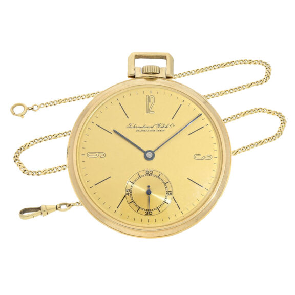 Swiss 14k gold lever watch with 18k golden chain Circa 1930