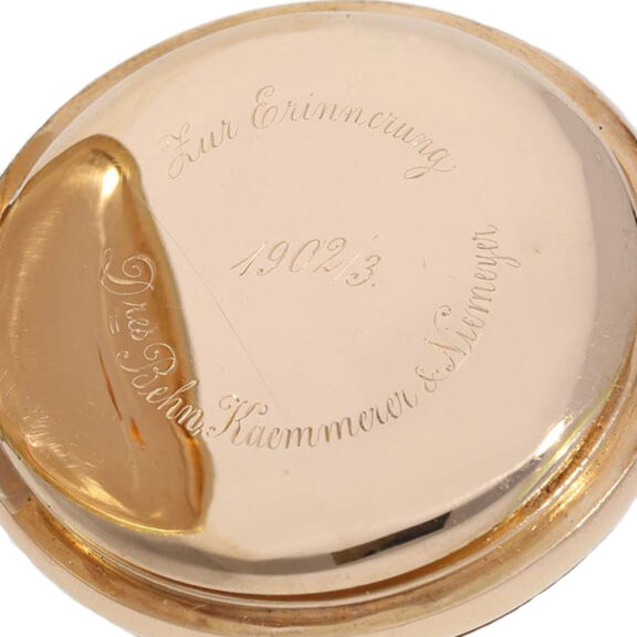 Swiss gold IWC watch with Art Nouveau monogram Circa 1902 Swiss gold IWC watch with Art Nouveau monogram Circa 1902