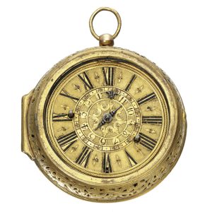 French rare pair cased gilt brass watch with alarm Circa 1690