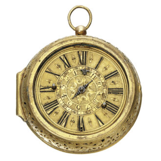 French rare pair cased gilt brass watch with alarm Circa 1690
