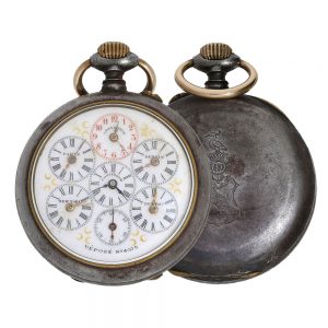 Rare Swiss iron open faced World Time watch Circa 1890