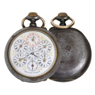 Rare Swiss iron open faced World Time watch Circa 1890