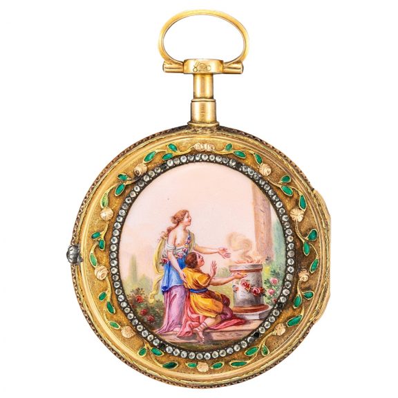 French gold verge watch with enamel painting Circa 1780 French gold verge watch with enamel painting Circa 1780