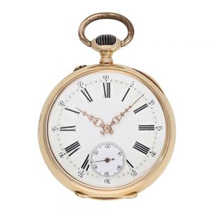 Swiss pink gold 14k open faced keyless lever Circa 1890