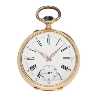 Swiss pink gold 14k open faced keyless lever Circa 1890