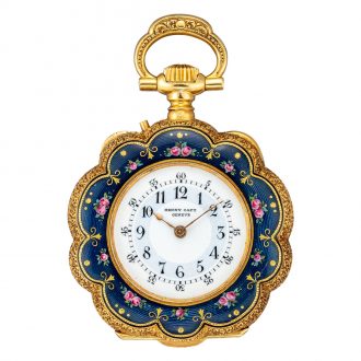 Swiss gold and enamel scalloped pendant watch Circa 1889