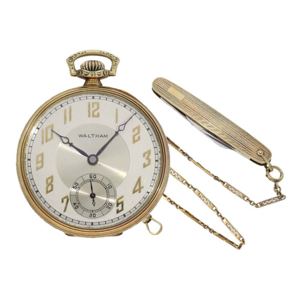 American gold watch with chain and golden pocket knife Circa 1923