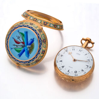 English gold and enamel quarter repeating verge Circa 1810