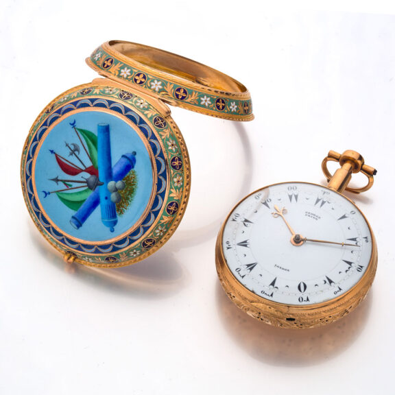 English gold and enamel quarter repeating verge Circa 1810 English gold and enamel quarter repeating verge Circa 1810
