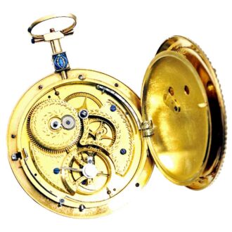 French gold enamel watch with virgule escapement Circa 1820