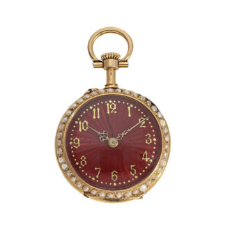 Swiss gold, enamel and pearl-set miniature ladies' watch Circa 1900