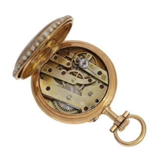Swiss gold, enamel and pearl-set miniature ladies' watch Circa 1900
