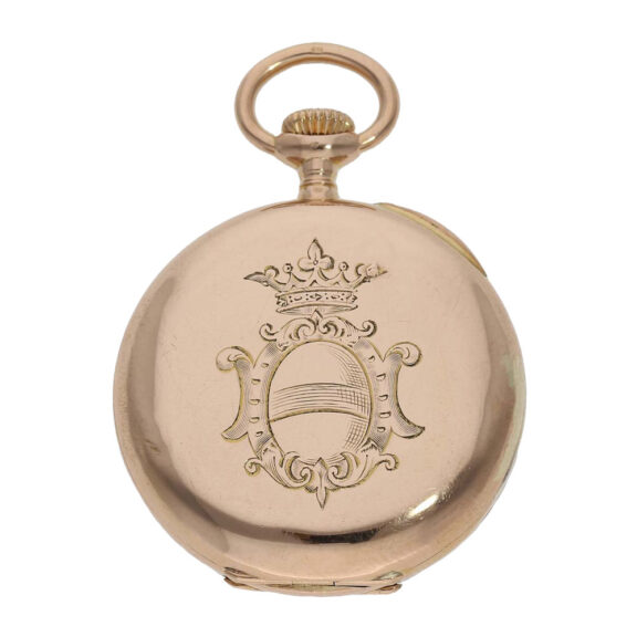 Fine Swiss 18k pink gold lady's pocket watch Circa 1895 Fine Swiss 18k pink gold lady's pocket watch Circa 1895