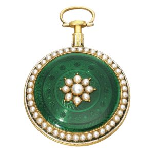 Scottish gold, enamel and pearl chatelaine watch Circa 1790
