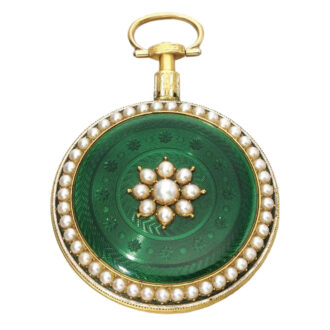 Scottish gold, enamel and pearl chatelaine watch Circa 1790